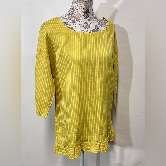 LUNGO L’ARNO Yellow with white stripes tunic size L. - Picture 1 of 13